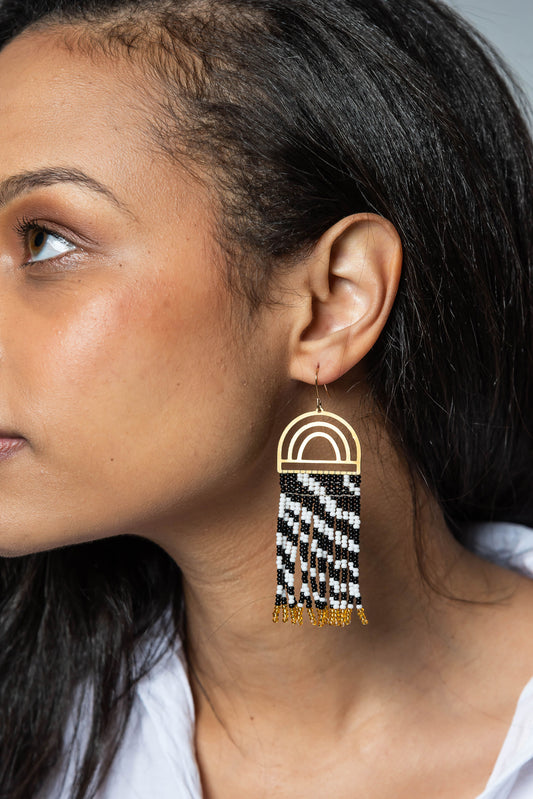 ZEBRA PRINT TASSLE EARRINGS